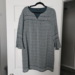 Madewell starland Patterned Silk Dress Size M Bell Sleeves
